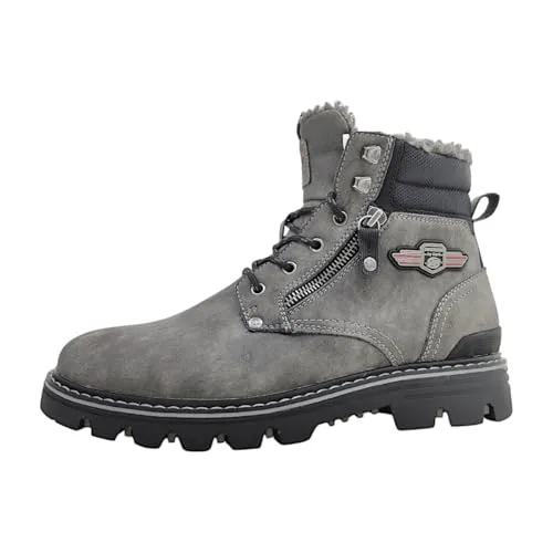 Dockers by Gerli Herren Schnürboots 53HX103 Dunkelgrau 45 - Wanderschuhe aus strapazierfähigem Lederimitat mit verstärkter Ferse, seitlichem Reißverschluss für einfaches An- und Ausziehen und profilierter Gummi-Außensohle für optimale Traktion.