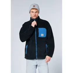 Chiemsee Fleecejacke Dunkelblau - XXL - Wärmeisolierende Fleecejacke mit Stehkragen und Reißverschluss. Ausgestattet mit praktischen Taschen und einem modischen Colour-Blocking-Muster, ideal für Freizeit und Outdoor-Aktivitäten.