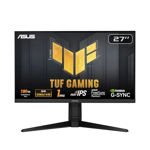 ASUS TUF VG27AQL3A Gaming Monitor - 27" QHD IPS, 180Hz, NVIDIA G-Sync, ultra-schnelle 1ms Reaktionszeit und praktischer USB-Hub