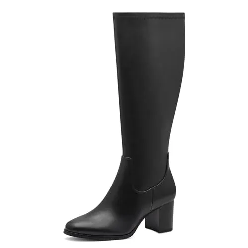 MARCO TOZZI Damen Hohe Stiefel mit Absatz Vegan aus Kunstleder, Schwarz (Black), 37 EU