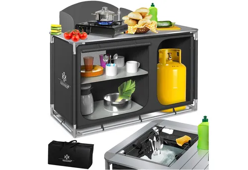 KESSER® Campingschrank - Praktische Campingküche mit Aluminiumgestell - Camping-Möbel für Outdoor-Aktivitäten. Leicht und platzsparend, ideal für schnelles Auf- und Abbauen. Inklusive Tragetasche für einfache Mobilität.