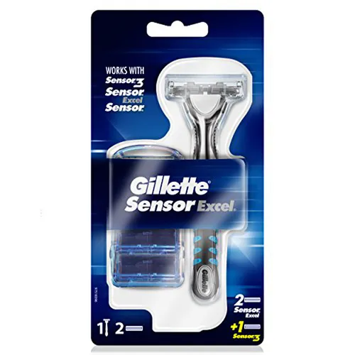 Gillette SensorExcel Universal Rasierer +3 Klingen - Herren-Nassrasierer mit 3 Klingen für eine gründliche und angenehme Rasur, passt sich dank federnd gelagerter Doppelklinge bequem an Ihr Gesicht an.