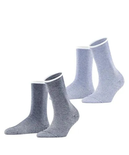 ESPRIT Damen Socken Allover Stripe Multipack W So Baumwolle gemustert 2 Paar, Blau Blue Mix 0020, 39-42