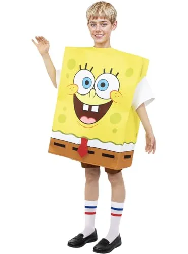 Funidelia Spongebob Schwammkopf Kostüm für Kinder - Originelles Kostüm für Jungen und Mädchen, ideal für Karneval, Halloween und Partys. Einteiliger Anzug in Gelb aus hochwertigem Polyester. Verkleide dich als deine Lieblingsfigur und erlebe unvergessliche Momente!