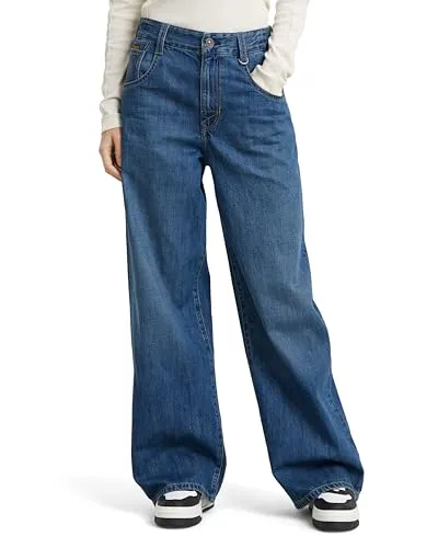 G-STAR Damen Skater High Loose Jeans, Faded Blue Glacier - Stylische High Loose Jeans für Damen mit lässigem Schnitt, ideal für einen entspannten Look. Ausgestattet mit praktischen Taschen und Gürtelschlaufe mit D-Ring.