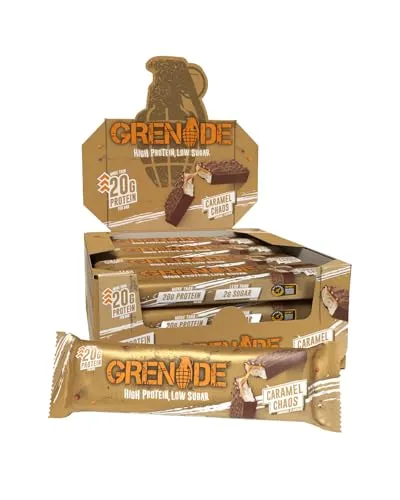Grenade Proteinriegel (12 Stück) - Sportnahrung mit über 20g Eiweiß pro Riegel, weniger als 2g Zucker und köstlichen Geschmacksrichtungen wie Oreo und Caramel Chaos. Perfekt für aktive Lebensstile!
