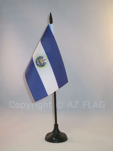 TISCHFLAGGE EL SALVADOR 15x10cm - SALVADORIANISCHE TISCHFAHNE 10 x 15 cm - flagg