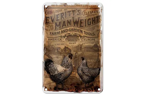 Blechschild Retro 12x18 cm Farm and Garden Tools Retro Anzeige Deko Schild