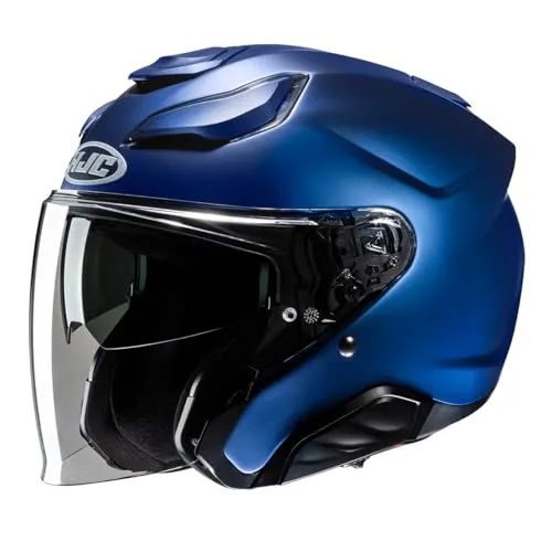 HJC F31 Solid Jethelm in Blau, Größe XS 54/55 für Männer - Optimale Passform und Komfort dank CAD-Technologie. Robuste Fiberglas-Verbund-Schale und effektives Belüftungssystem für ein angenehmes Fahrerlebnis.