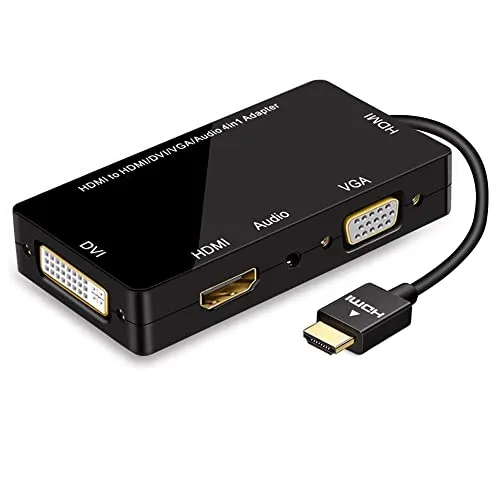 ConnBull HDMI auf VGA DVI Adapter Converter 1080P - DVI-HDMI-Adapter mit 1080P Unterstützung für klare Bildübertragung, ideal für das gleichzeitige Anschließen von bis zu drei Bildschirmen.