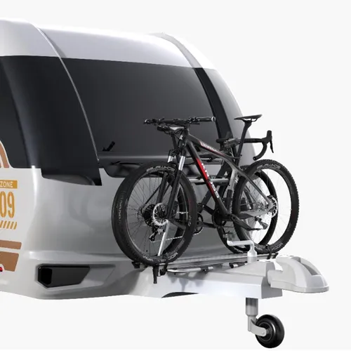XIMPLIO Deichsel Fahrradträger für 2 E-Bikes - Silber - Stabiler Deichsel-Fahrradträger für Wohnwagen, geeignet für bis zu 40 kg. Mit leichtem Design und einfacher Montage für einen stressfreien Transport von zwei Fahrrädern.