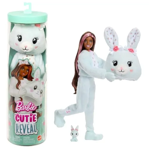 Barbie Cutie Reveal Hase – Puppen mit 10 Überraschungen - Entdecke die Barbie Cutie Reveal Puppen! 10 Überraschungen inklusive niedlichem Plüsch-Häschen und stylischen Modeaccessoires. Ideal für Kinder, die Spaß an Verwandlungen und Mode haben!