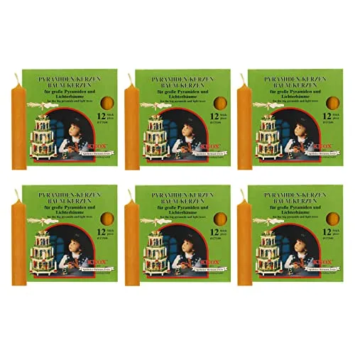 OLShop AG Knox Pyramidenkerzen Natur, 6er Pack (6 x 12 Stück), Größe: ca. 17 x 100 mm Weihnachtskerzen
