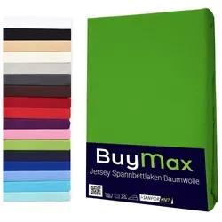 Buymax Spannbettlaken Buymax Jersey aus 100% Baumwolle, Jersey, Gummizug: Rundumgummi, (1 Stück), Pflegeleicht und Atmungsaktiv in Verschiedenen Farben und Größen grün 100 cm x 200 cm