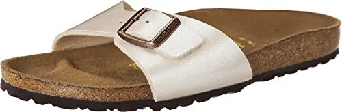 BIRKENSTOCK Pantoffeln Madrid in Beige, Größe 38 - Wanderschuhe mit anatomisch geformtem Kork-Latex-Fußbett für optimalen Komfort, ideal für schmale Füße. Jetzt versandkostenfrei auf Spartoo.de bestellen!