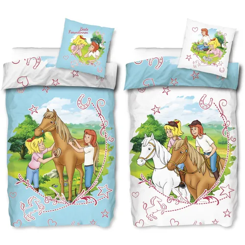 Bibi und Tina Sternenzauber Bettwäsche 135x200 cm - Bettwäsche für Kinder, aus 100% Baumwolle mit ÖKOTEX STANDARD 100, wendbar und ideal für magische Träume. Pflegeleicht, maschinenwaschbar bis 60°C.