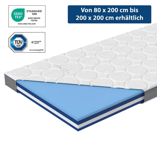 Genius Topper eazzzy Royal Hybrid 140x200 cm - Topper für Matratzen mit wendbarer Funktion für individuelle Härtegrade, antibakteriell dank Silberfasern, sorgt für optimalen Schlafkomfort und Druckentlastung.
