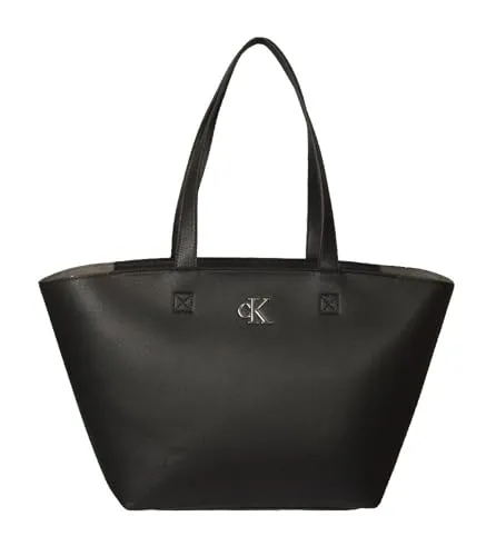 Calvin Klein CKJ Minimal Monogram Shopper28 Black - Damen-Shopper mit trendigem Design und geräumigem Hauptfach, ideal für den Alltag. Viel Platz für Ihre Essentials und ein echter Blickfang!