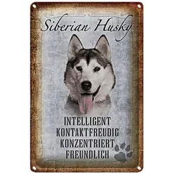 Roomando Metallschild Blechschild Spruch 20x30cm Siberian Husky Hund 20x30