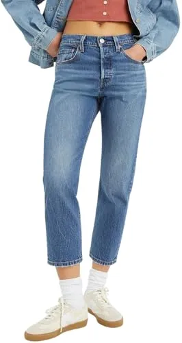 Levi's Damen 501 Crop Jeans - Erin Can't Wait Stretch, 28W / 28L - Damen-Jeanshosen mit hohem Bund und charakteristischem Straight Fit, aus leichtem und bequemem Stoff für individuellen Style. Unterstützt nachhaltigen Baumwollanbau durch die Better Cotton Initiative.
