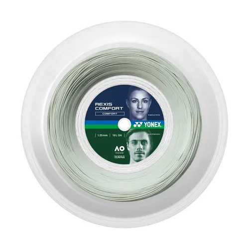 Yonex Tennissaite Rexis Comfort 200m Rolle - Power und Komfort - Yonex Tennissaiten, perfekte Kombination aus Power und Komfort, ideal für Spieler aller Schwunggeschwindigkeiten. Made in Japan, Saitendicke 1.30mm, Farbe: weiß.