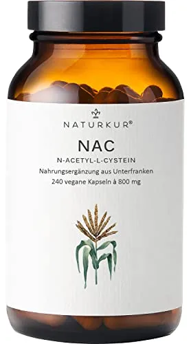 Naturkur® NAC 800 mg - 240 vegane Kapseln im Apothekerglas - Hochwertiges NAC in kleinen, veganen Kapseln für eine einfache Einnahme. Verpackt in lichtschützendem Apothekerglas, um die Nährstoffe optimal zu bewahren. Ideal für eine bewusste Ergänzung deiner Ernährung.