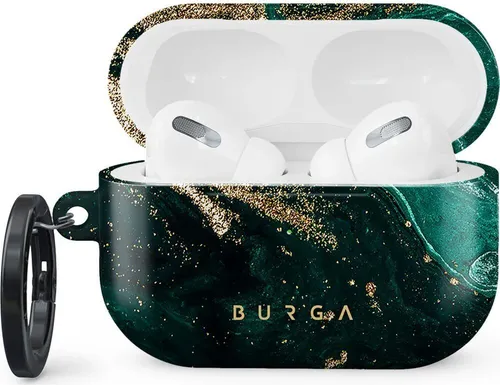 Burga Emerald Pool Tough Schutzhülle für AirPods Pro 2 - Kopfhörer-Zubehör mit elegantem Marmordesign und optimalem Schutz. Die doppelte Konstruktion bietet Sicherheit vor Kratzern und ermöglicht kabelloses Aufladen.