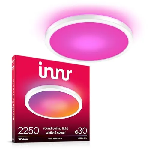 innr Smart LED Deckenlampe 30cm - Zigbee-kompatibel - Deckenleuchten mit 2250 Lumen, RGB-Farben und Dimmfunktion, ideal für stimmungsvolle Beleuchtung in Wohnzimmer, Küche oder Schlafzimmer.