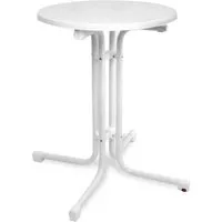 Beautissu Bistroni Klapptisch Ø60xH70cm Weiß - Stabiler und klappbarer Bistrotisch für Innen und Außen, ideal für Gastronomie und Events. Leicht zu reinigen und platzsparend, perfekt für Balkon und Garten.