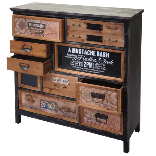Mendler Apotheker-Schrank HWC-A43 - Vintage Shabby-Look Kommode - Kommode im Shabby-Look mit 9 Schubladen aus hochwertigen Materialien für stilvolle Ordnung. Maße: 90x90x32 cm, komplett montiert geliefert - ideal für jeden Raum!