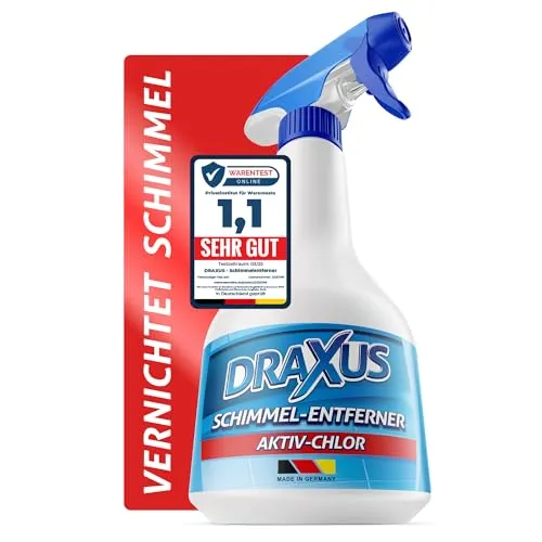 DRAXUS Profi Schimmelentferner 500 ml – Extra stark & innovativ - Hochwirksames Schimmelspray mit innovativem Hafteffekt für Wände, Fugen und mehr. Entfernt Schimmel und Stockflecken zuverlässig. Einfache Anwendung für ein sauberes Zuhause.
