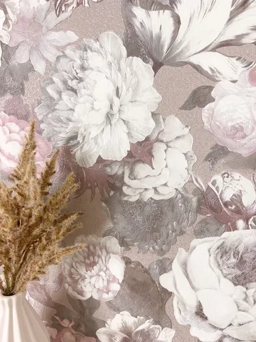 Newroom Vliestapete - Romantische Rose Tapete in 3D Optik - Tapeten für eine stilvolle Wandgestaltung, die mit ihrer 3D Optik und romantischen Rosenmotiven jedem Raum einen besonderen Charme verleiht. Ideal für Schlafzimmer, Wohnzimmer und Küche.