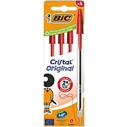 BIC Cristal Original Kugelschreiber Medium 0,4 mm Rot 4 Stück