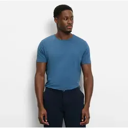 T-Shirt OLYMP "Casual", Herren, Gr. L, rauchblau - Kombistarkes Herren T-Shirt von OLYMP aus 95% Baumwolle und 5% Elasthan. Bequem, weich und ideal für Freizeit sowie Arbeit. Rundhals und Kurzarm-Design für lässigen Style.