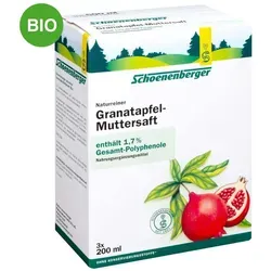 Schoenenberger Naturreiner Granatapfel-Muttersaft - Arzneimittel mit 1,7 % Gesamt-Polyphenolen, die antioxidative Eigenschaften bieten und Zellen vor oxidativem Stress schützen. Reiner Bio-Saft ohne Zusätze für optimale Gesundheit.