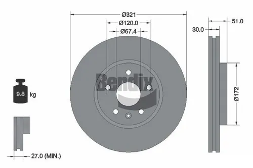 Bendix Braking Bremsscheibe BDS1176HC - Hochleistungsbremsen - Die Bendix Braking Bremsscheibe BDS1176HC bietet hervorragende Bremsleistung und Langlebigkeit für sicheres Fahren. Ideal für den professionellen Einsatz im Kfz-Bereich.