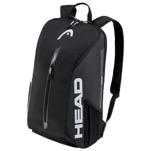HEAD Tour Backpack 25L - Schwarz Weiß, ideal für Tennis mit Schlägerfach für 1-2 Rackets und integriertem Schuhfach