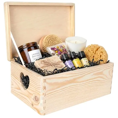 Creative Deco Aufbewahrungsbox Holzkiste - Aufbewahrungsbox aus Kiefernholz mit herzförmigen Griffen, ideal für die stilvolle Aufbewahrung von Erinnerungen.