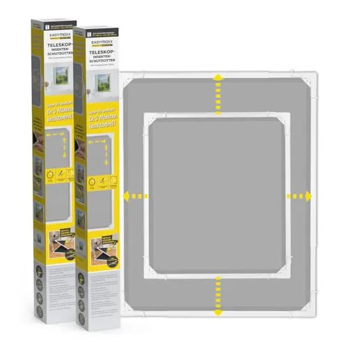 EASYmaxx Insektenschutz-Fensterrahmen Insect Protect - Fliegengitter für Fenster, 2-teiliges Teleskop-Insektenschutzgitter mit vormontierten Aluminiumrahmen, ideal für einen effektiven Insektenschutz bei offenem Fenster.