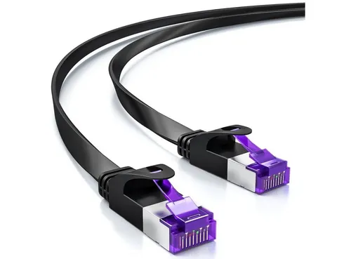 deleyCON deleyCON 5m RJ45 Patchkabel Flachkabel mit CAT7 Rohkabel U/FTP - LAN-Kabel