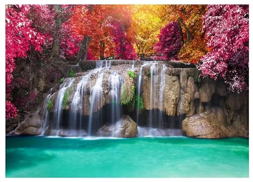 Fototapete Wasserfall Wald 3D EFFEKT Natur Wasser 150x105 cm - inkl. Kleister - für Wohnzimmer Schlafzimmer Flur Modern Vlies Tapete Vliestapete Wandtapete Motivtapeten UV-Beständig