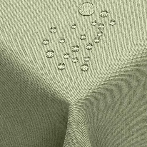 DecoHomeTextil Leinen Optik Tischdecke, Rechteckig 110 x 140 cm Salbeigrün, wasserabweisend, fleckenabweisend, abwaschbar, Lotuseffekt, bügelfrei