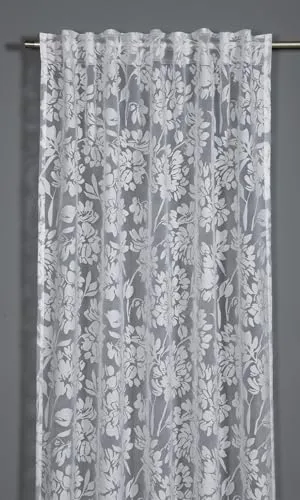 Sehlbach Fertiggardine mit Gardinenband, Ausbrenner, Weiß, 135 x 245 cm Gardinen, Elegantes Design, Lichtdurchlässig, Vielseitige Befestigung, Öko-Tex Zertifiziert