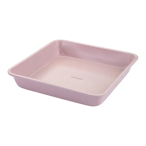FACKELMANN x Pamela Reif Brownieform – Quadratische Backform 23 x 23 x4 cm, Pastellrosa, Antihaft und hitzebeständig, 26566