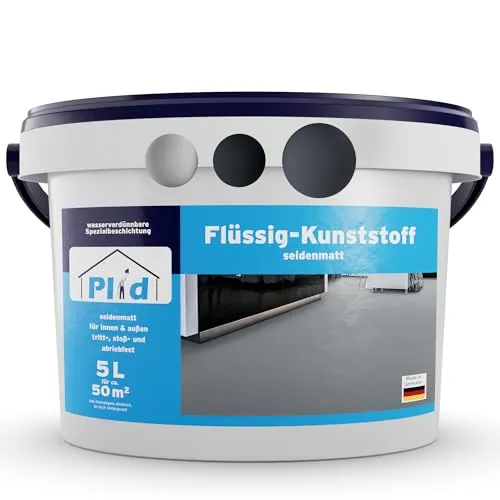 plid Bodenversiegelung Flüssigkunststoff - Wasserfeste Bodenbeschichtung in Silbergrau - Farben & Lacke, abriebfest und ideal für Innen- und Außenanwendungen, perfekt für Boden, Dach und Terrasse.