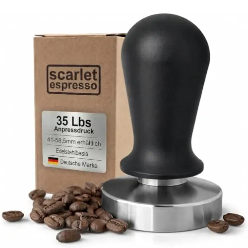 scarlet espresso | Tamper »Perfetto« für Barista mit 35 lbs Anpressdruck - KALIBRIERTER TAMPER: Erleben Sie konstant hervorragende Espresso-Ergebnisse dank präziser 35 lbs Anpressdruck. Hochwertige Materialien und ergonomisches Design sorgen für eine einfache Handhabung und perfekten Kaffeegenuss.