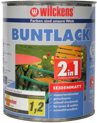 Metall + Holz Buntlack 2in1 Grundierung+Lack 750ml - Lacke für Holz und Metall, schnelltrocknend und UV-beständig, ideal für Innen- und Außenanwendungen, eignet sich auch für Kinderspielzeug.