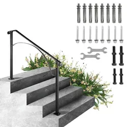 VEVOR Treppengeländer Schmiedeeisen Bogenform für 3-4 Stufen Schwarz - Hochwertiges VEVOR Treppengeländer aus Schmiedeeisen in eleganter Bogenform. Ideal für 3-4 Stufen, höhenverstellbar und einfach zu installieren. Perfekt für den Außenbereich.