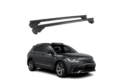 Dachträger für VW Tiguan MK 2016-2025 - Alu Schwarz 2x - Hochwertige Aluminium-Dachträger für VW Tiguan, aerodynamisch und mit Diebstahlschutz. Ideal für vielseitige Nutzung mit Fahrrad- und Skiträgern sowie Gepäckboxen. Perfekt für alle Reisebedürfnisse.