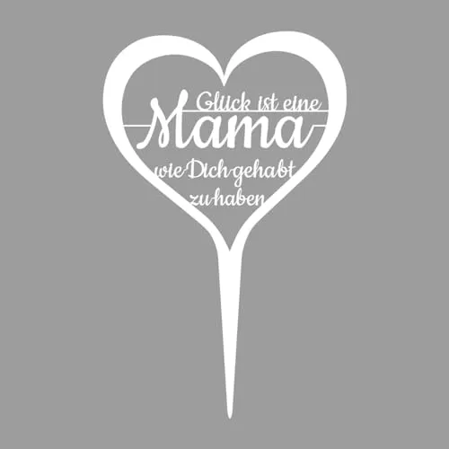 Illumino Grabstecker Grabdekoration Herz Wetterfeste Grabschmuck aus Stahl mit Trauerspruch I Glück ist eine Mama..I Eine liebevolle Erinnerung